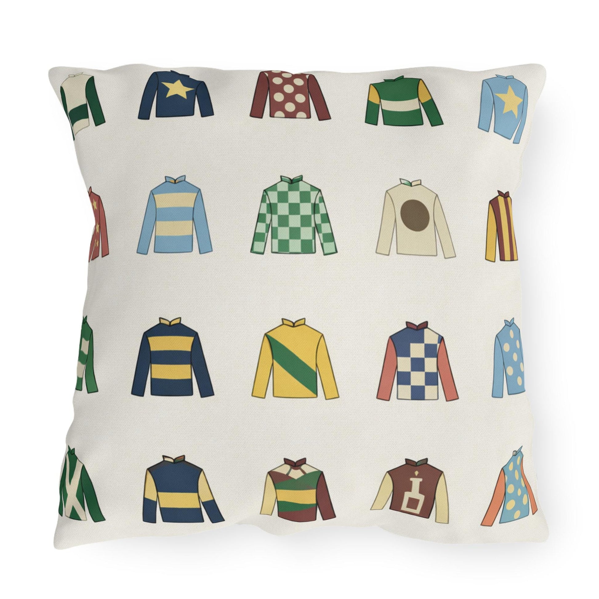 Kentucky Derby Jockey Silks Outdoor Pillows | Equestrian Horse Racing Colors, Preppy Coastal Decor