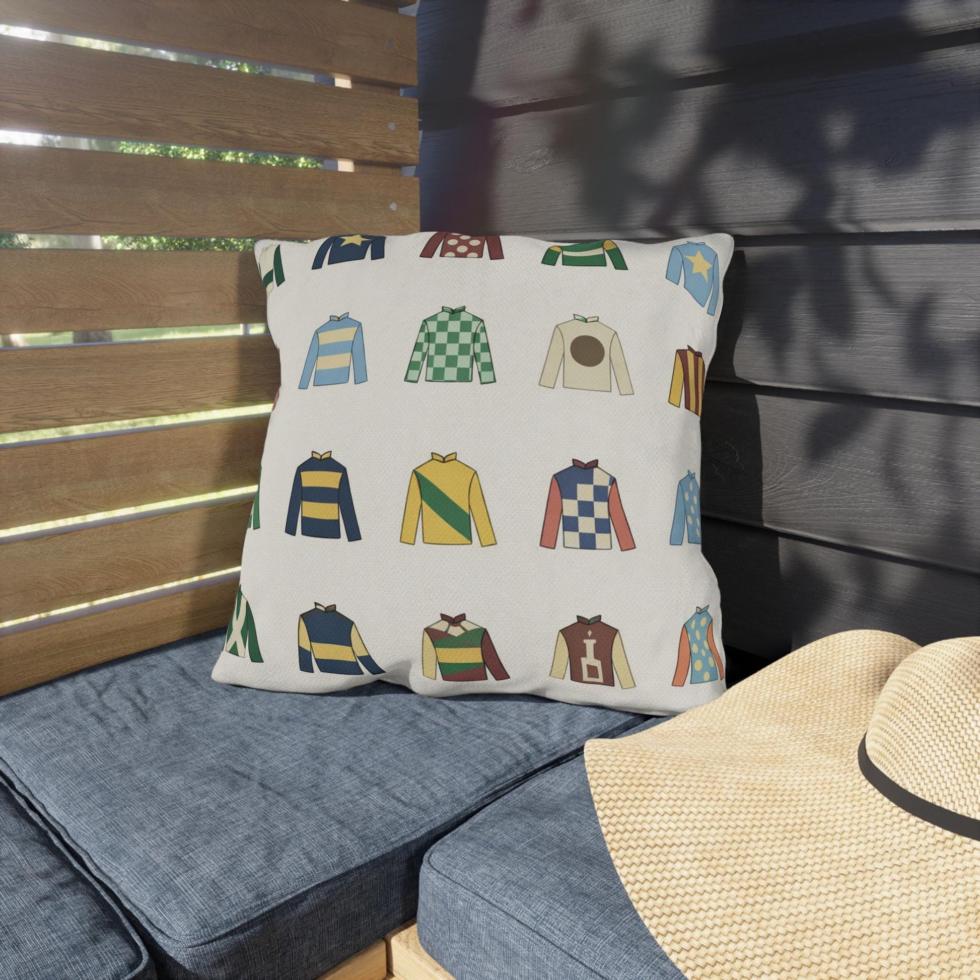 Kentucky Derby Jockey Silks Outdoor Pillows | Equestrian Horse Racing Colors, Preppy Coastal Decor