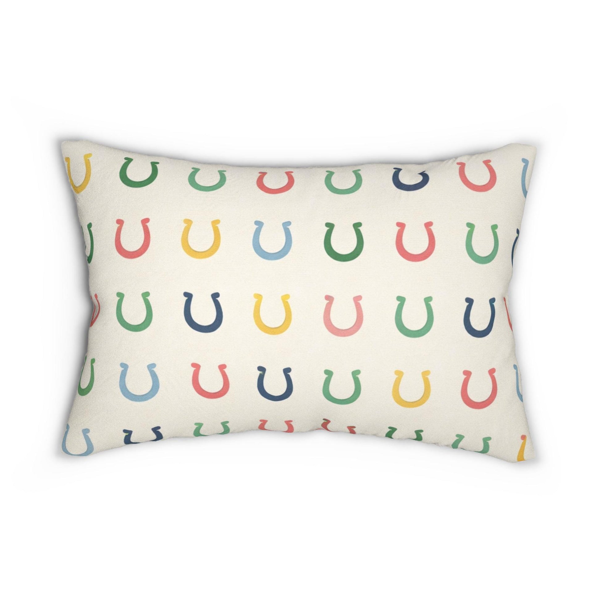 Kentucky Derby Horseshoe Lumbar Pillow | Preppy Equestrian Lucky Horseshoe Pattern