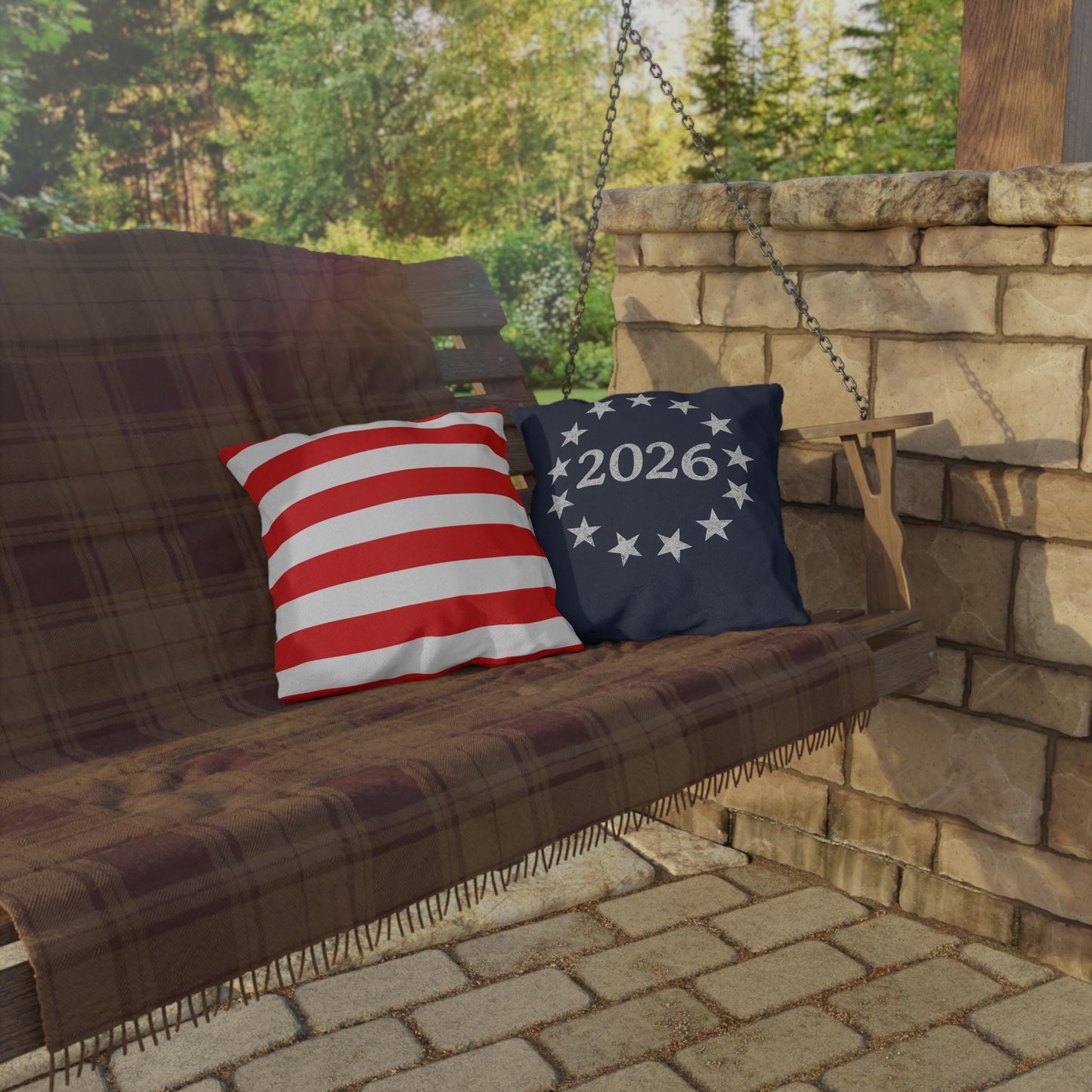 Betsy Ross 13-Star Flag Outdoor Pillow | Patriotic Americana Poolside Throw