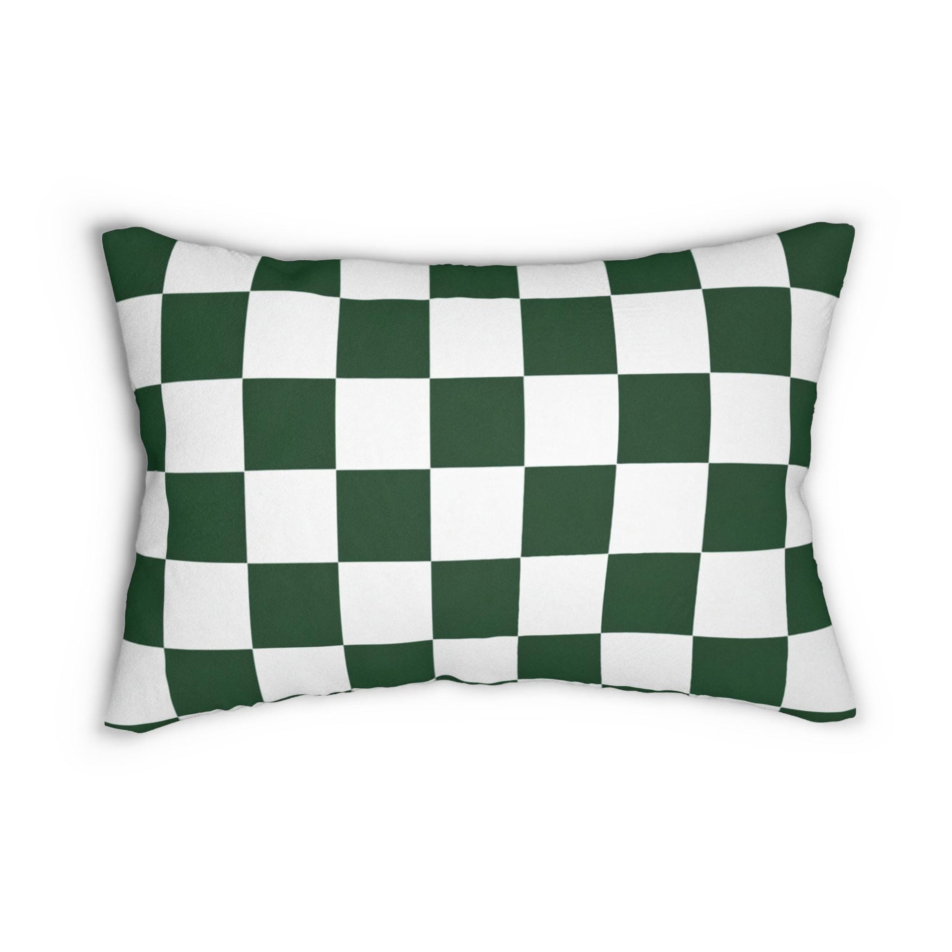 Green Checkered Golf Pin Flag Lumbar Pillow | Golf Decor Throw Pillow