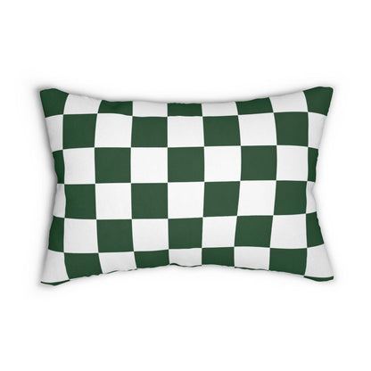 Green Checkered Golf Pin Flag Lumbar Pillow | Golf Decor Throw Pillow