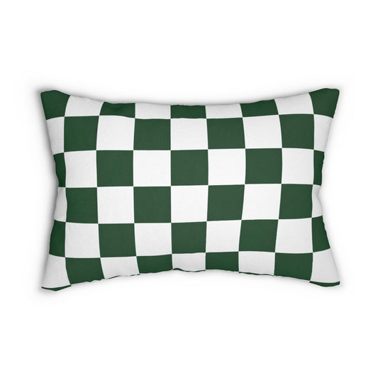 Green Checkered Golf Pin Flag Lumbar Pillow | Golf Decor Throw Pillow
