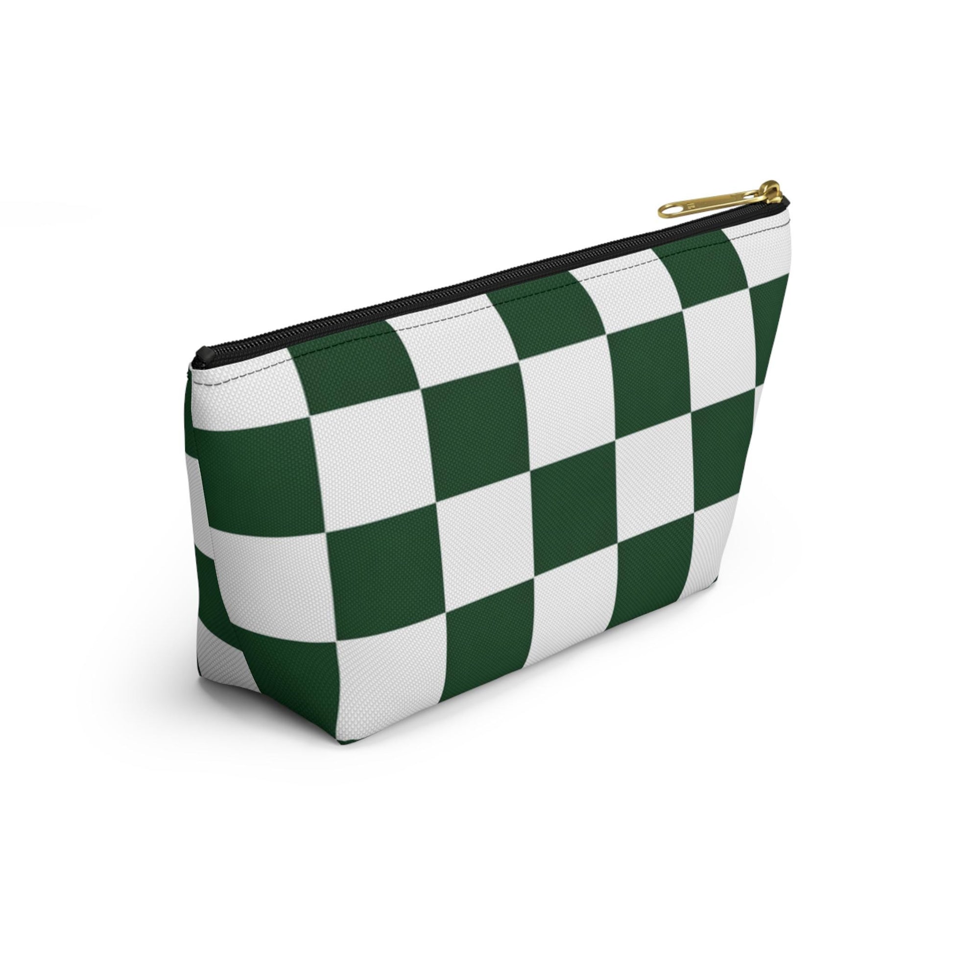 Green White Checkerboard Accessory Pouch