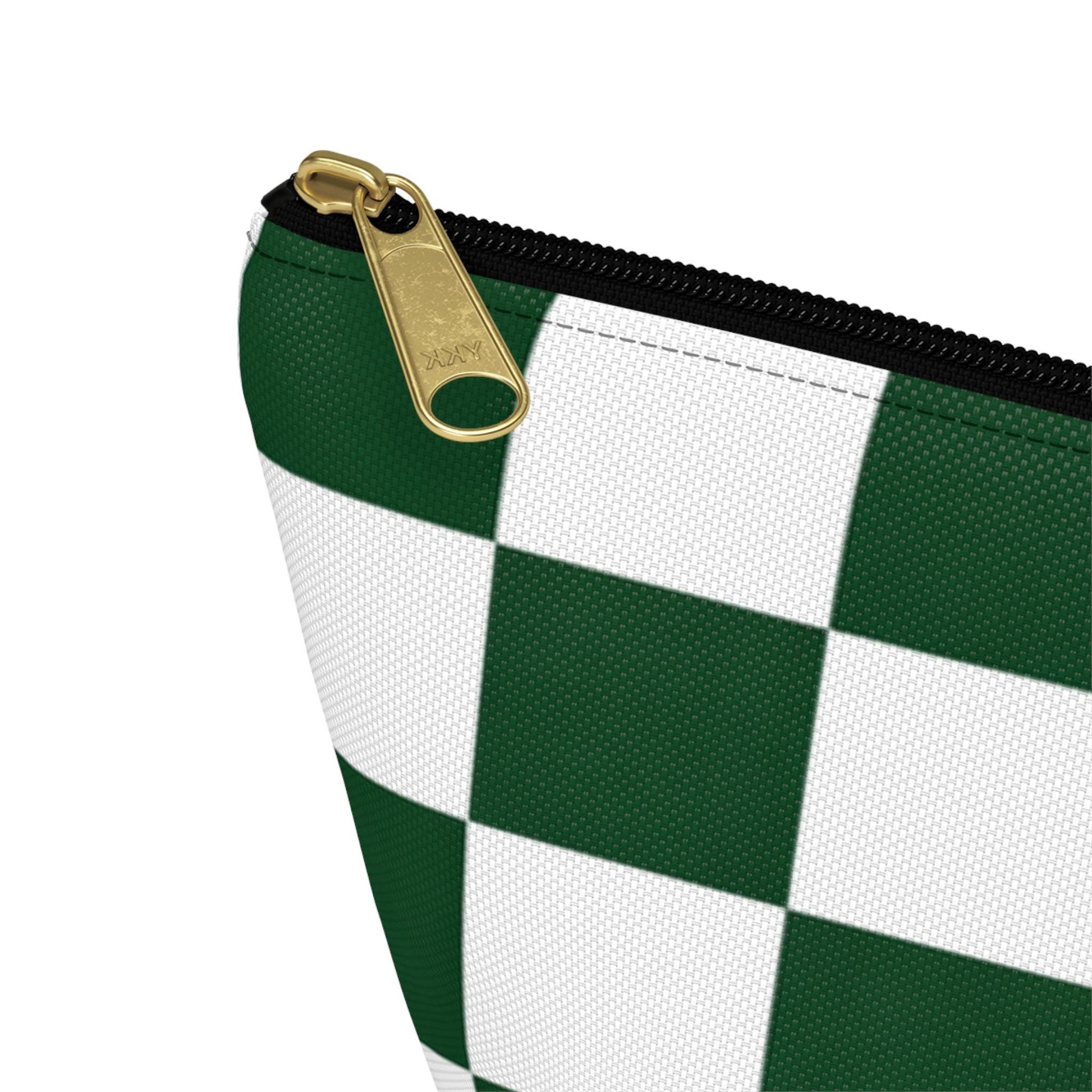 Green White Checkerboard Accessory Pouch