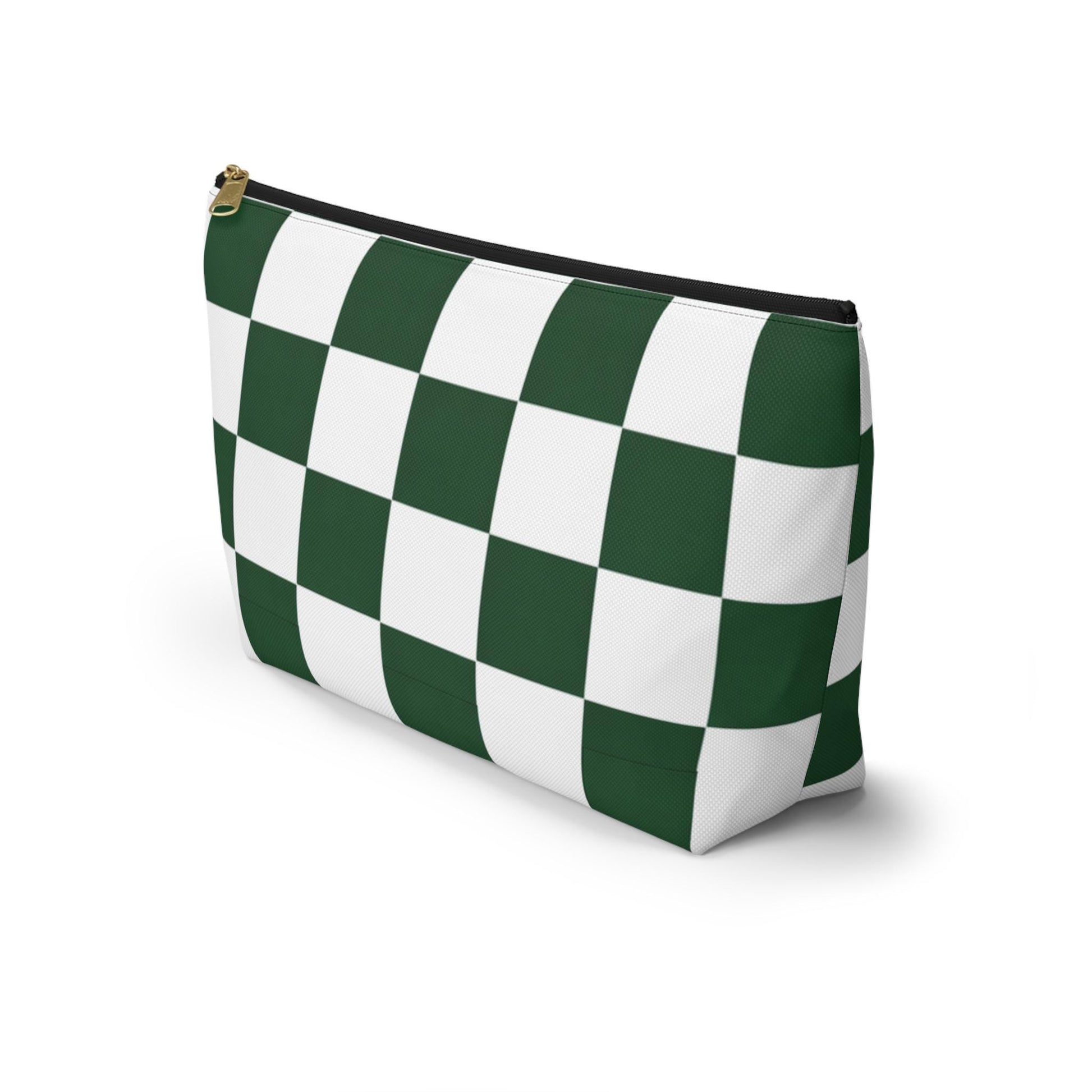 Green White Checkerboard Accessory Pouch