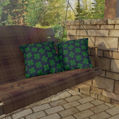 Four Leaf Clover Pillow, St. Patrick's Day Decor, Irish Pride Cushion, Clover Leaf Shamrock Pillow, Lucky Charm Pillow, Outdoor Pillow