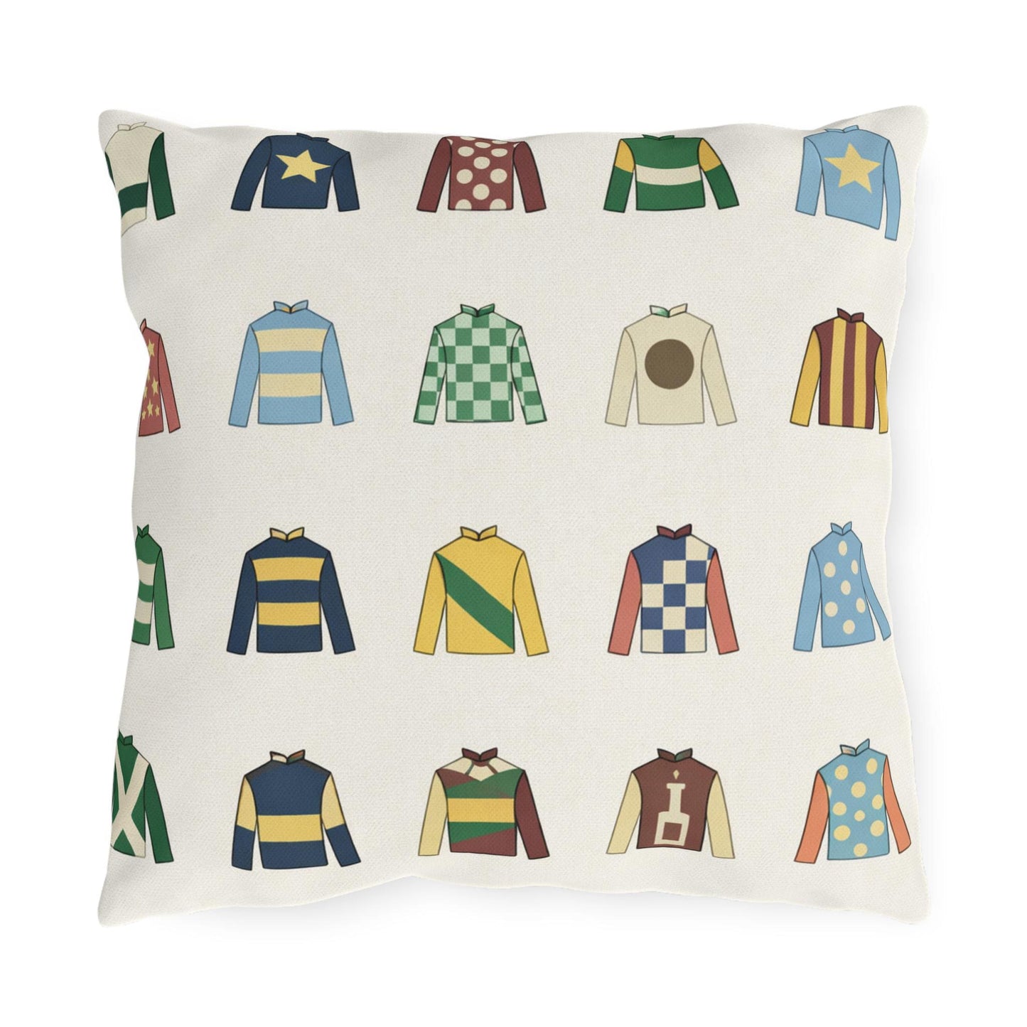 Kentucky Derby Jockey Silks Outdoor Pillows | Equestrian Horse Racing Colors, Preppy Coastal Decor