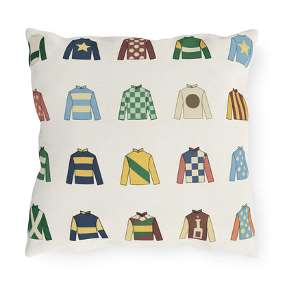 Kentucky Derby Jockey Silks Outdoor Pillows | Equestrian Horse Racing Colors, Preppy Coastal Decor