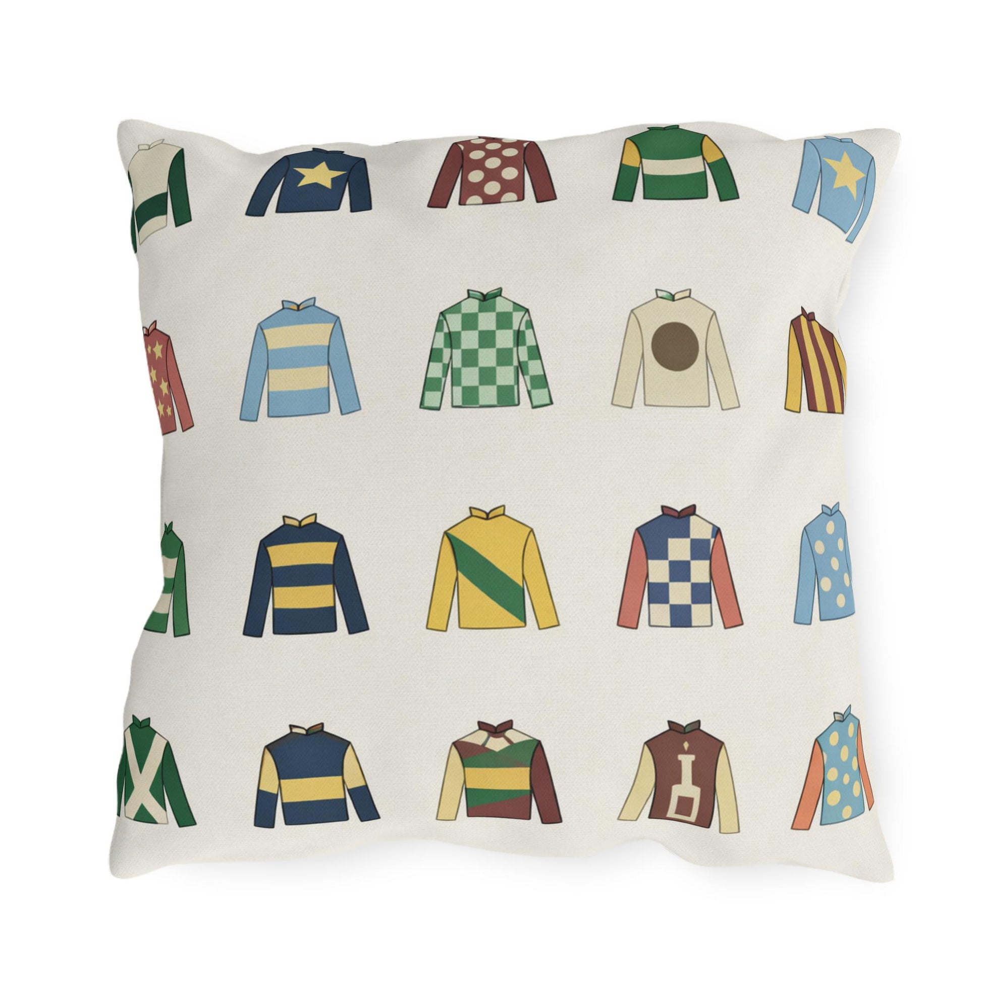Kentucky Derby Jockey Silks Outdoor Pillows | Equestrian Horse Racing Colors, Preppy Coastal Decor