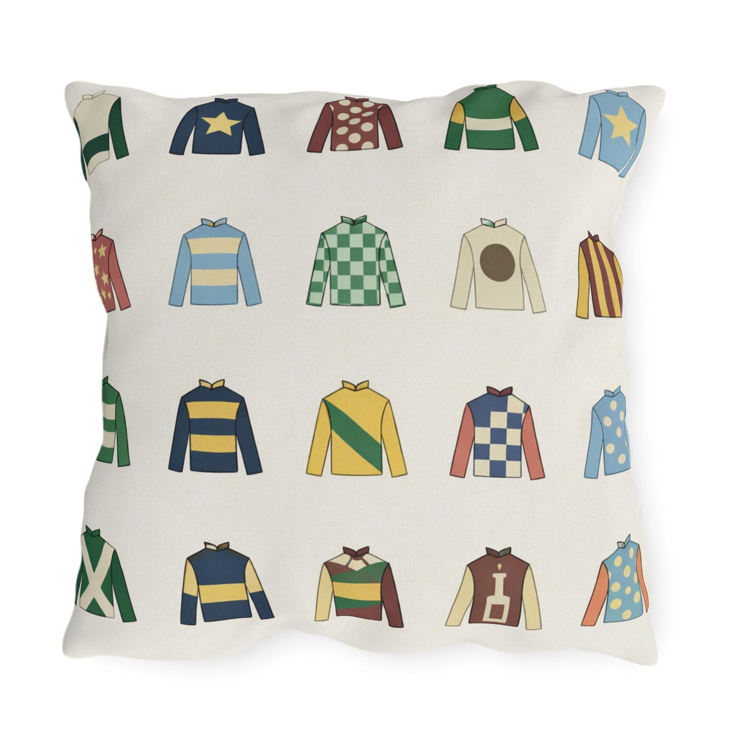 Kentucky Derby Jockey Silks Outdoor Pillows | Equestrian Horse Racing Colors, Preppy Coastal Decor