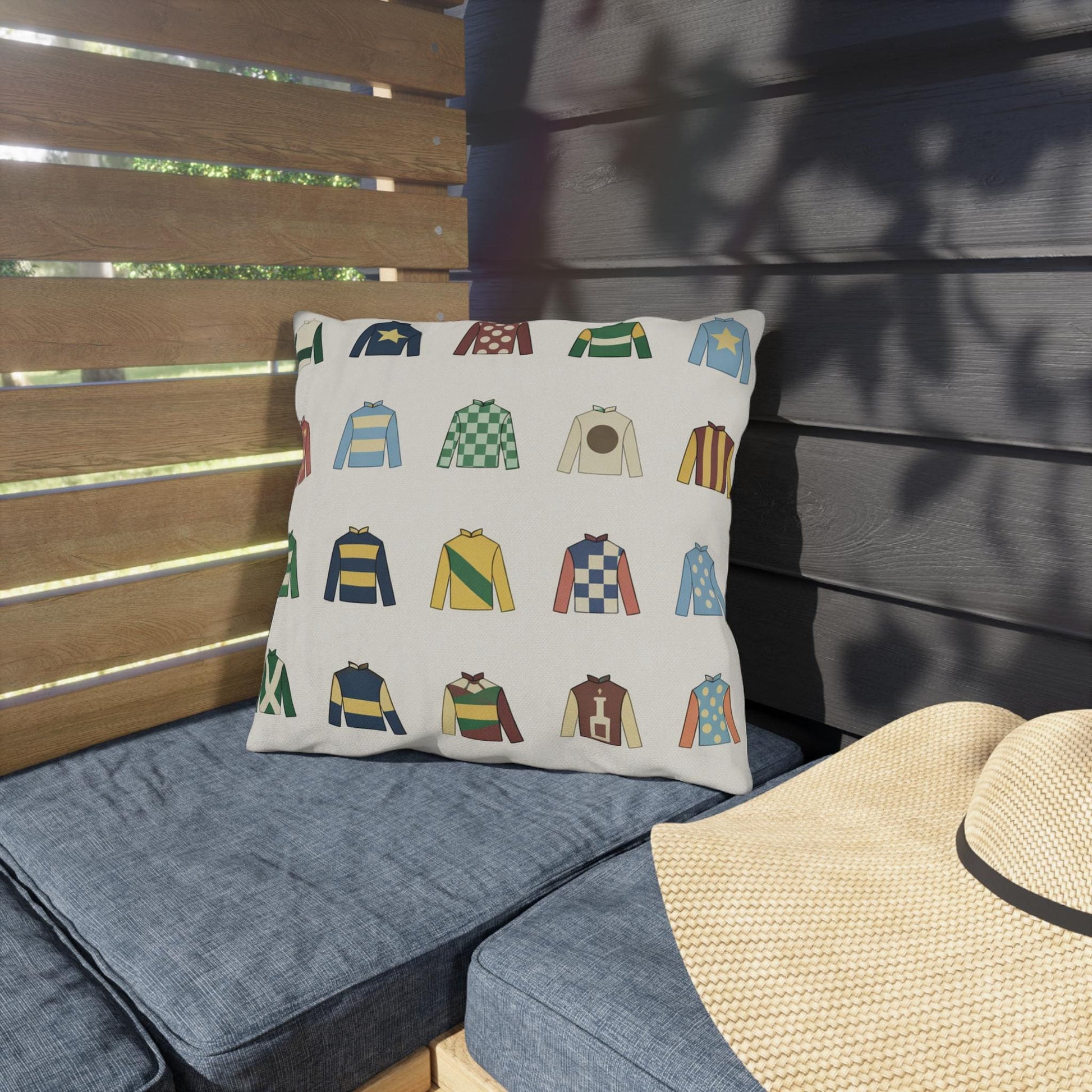 Kentucky Derby Jockey Silks Outdoor Pillows | Equestrian Horse Racing Colors, Preppy Coastal Decor