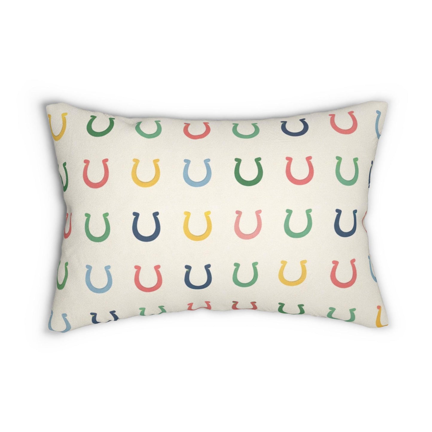 Kentucky Derby Horseshoe Lumbar Pillow | Preppy Equestrian Lucky Horseshoe Pattern