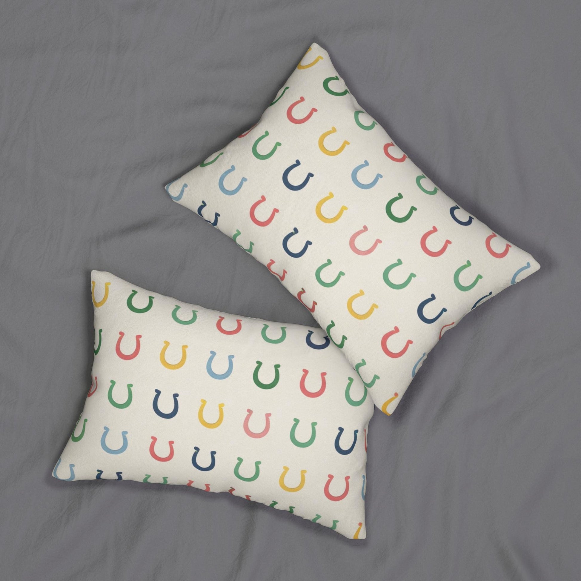 Kentucky Derby Horseshoe Lumbar Pillow | Preppy Equestrian Lucky Horseshoe Pattern