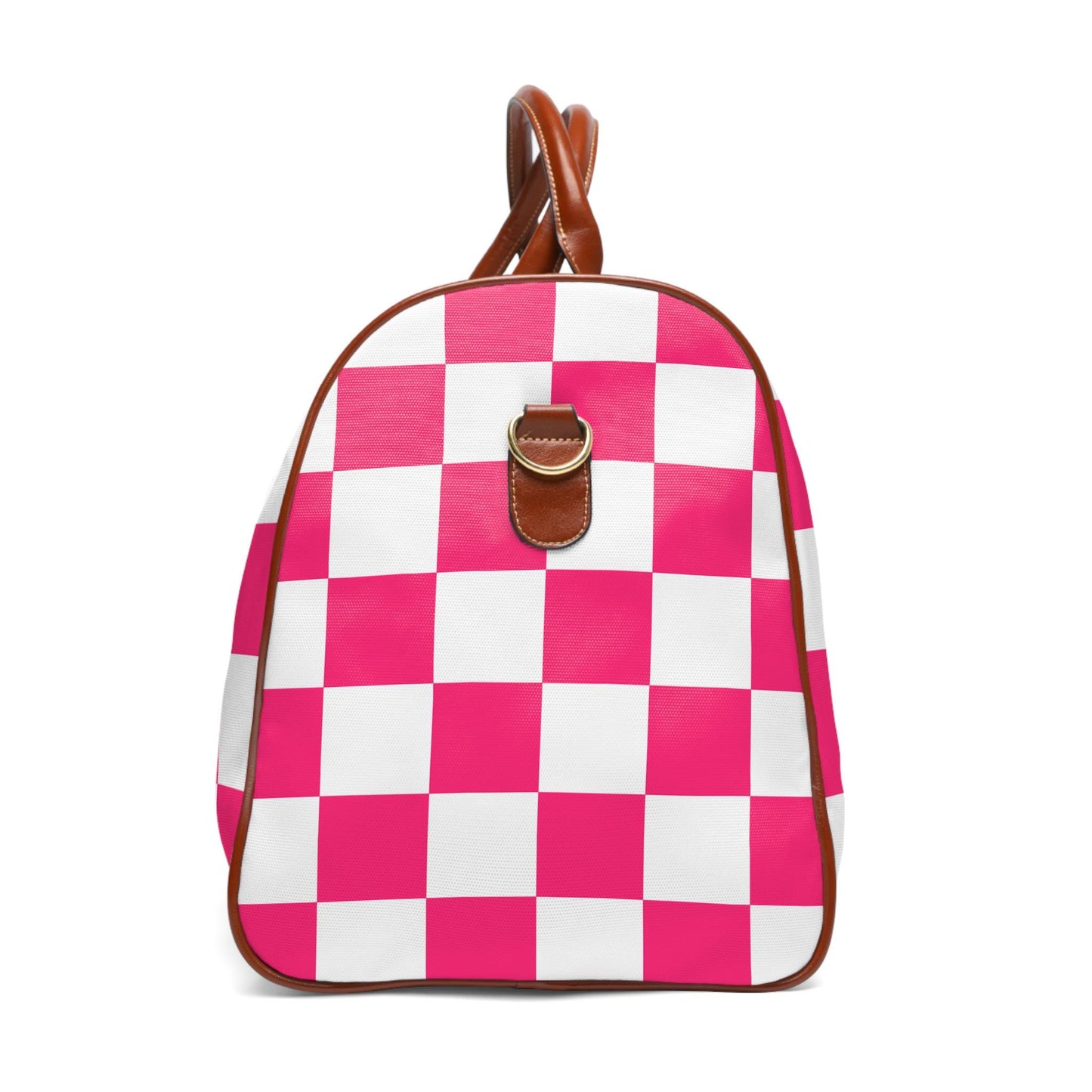 Pink Checkered Weekender Waterproof Travel Bag | Preppy Palm Beach Duffle