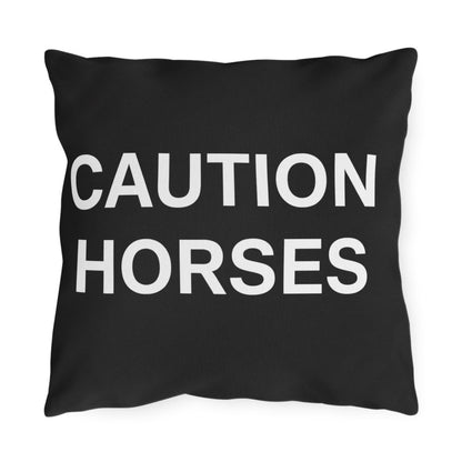 Caution Horses Outdoor Pillows | Warning Horse Silhouette Throw Pillow