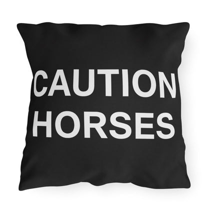 Caution Horses Outdoor Pillows | Warning Horse Silhouette Throw Pillow
