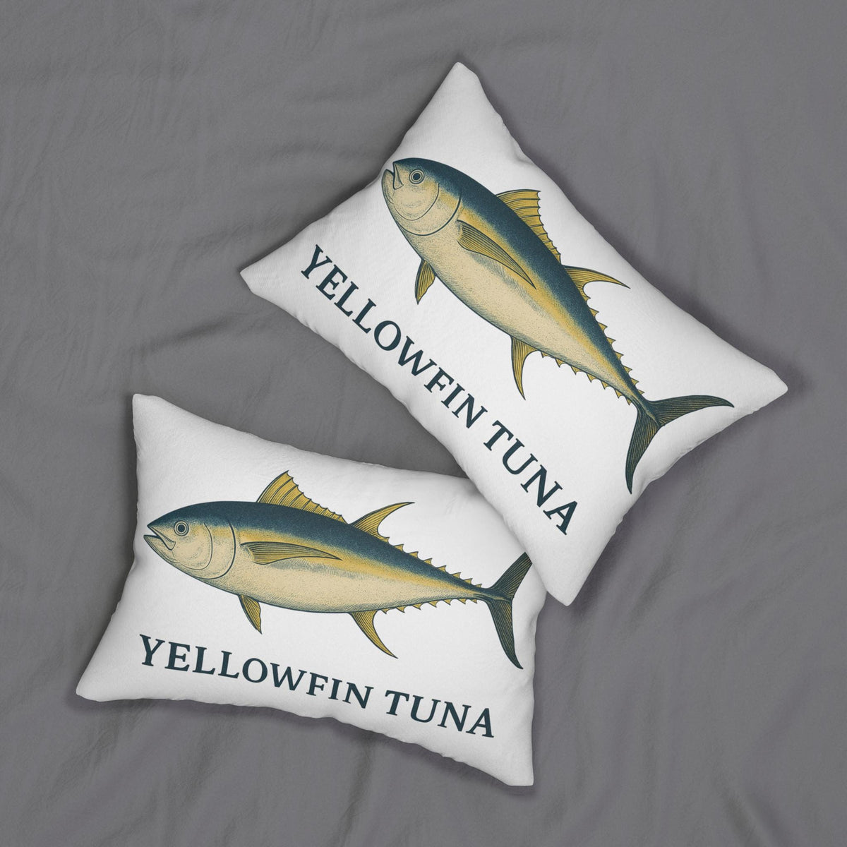Yellowfin Tuna Coastal Lumbar Pillow | Saltwater Beach Decor