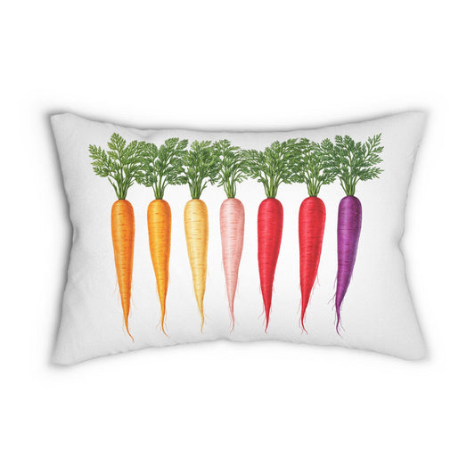 Rainbow Carrot Lumbar Pillow Cover 14x20 | Colorful Vegetable Decor | Modern Farmhouse