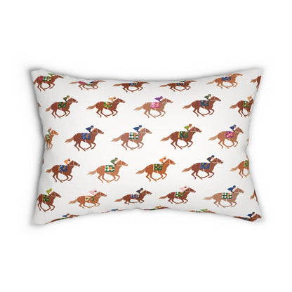 Preppy Horse Racing Jockey Print Lumbar Pillow | Equestrian Derby, Southern Prep Decor