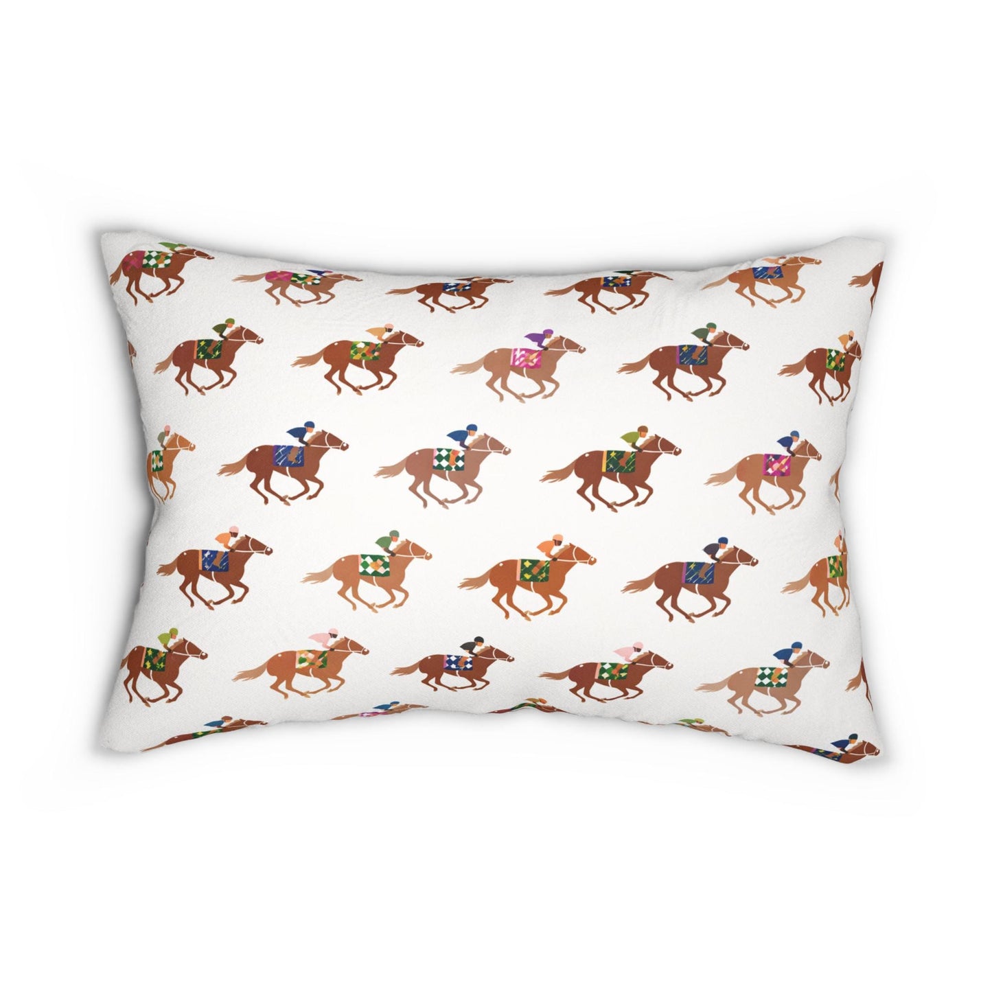 Preppy Horse Racing Jockey Print Lumbar Pillow | Equestrian Derby, Southern Prep Decor