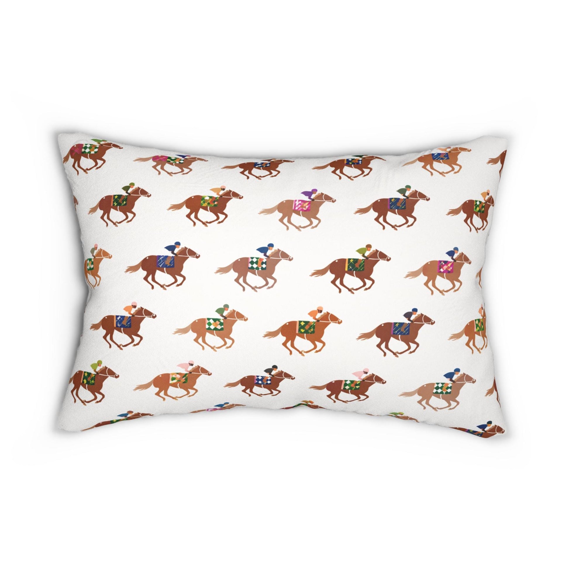 Preppy Horse Racing Jockey Print Lumbar Pillow | Equestrian Derby, Southern Prep Decor
