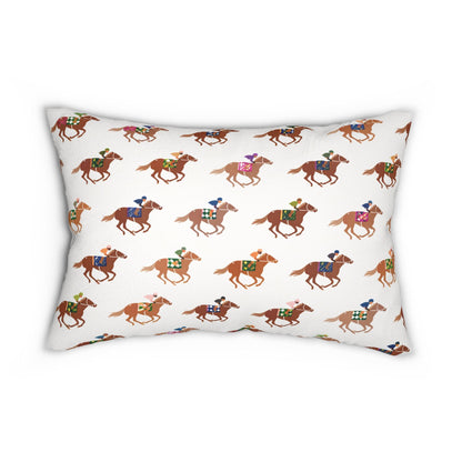 Preppy Horse Racing Jockey Print Lumbar Pillow | Equestrian Derby, Southern Prep Decor