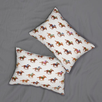 Preppy Horse Racing Jockey Print Lumbar Pillow | Equestrian Derby, Southern Prep Decor