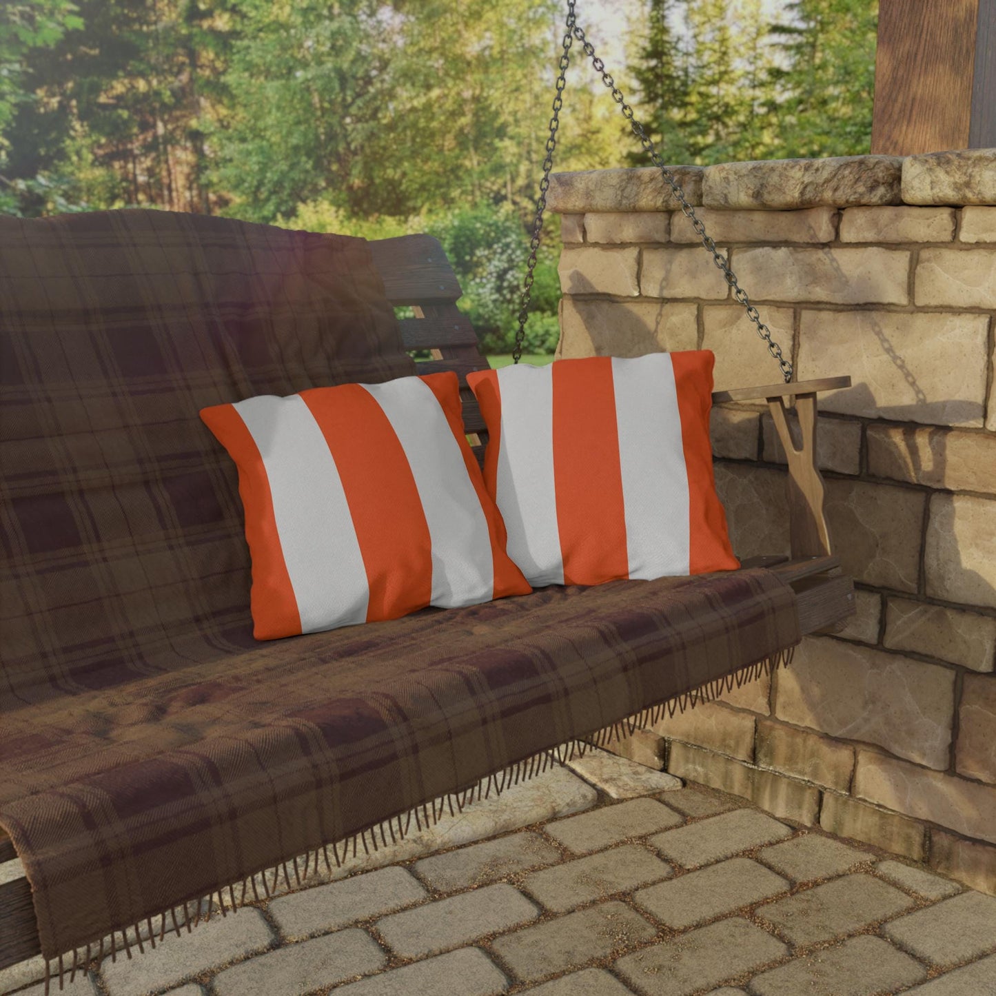 Cabana Yellow Orange Poolside Resort Pillow | Outdoor Pillows | Coastal Patio Cushion