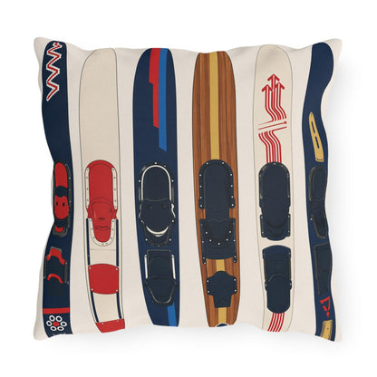 Water Skis Lake House Outdoor Pillow, Nautical Skiing Decor | Set of Pillows