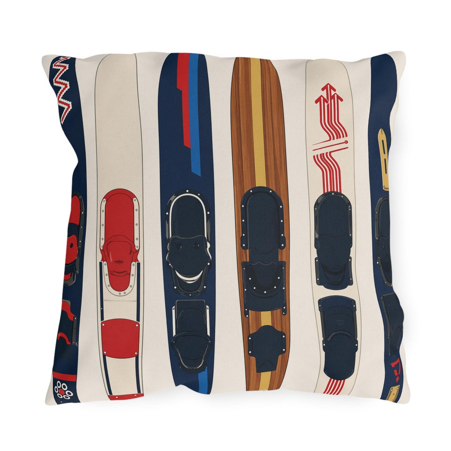 Water Skis Lake House Outdoor Pillow, Nautical Skiing Decor | Set of Pillows