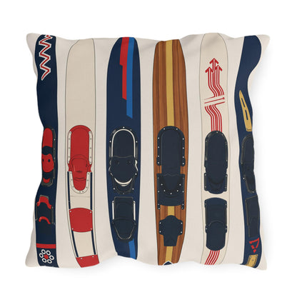 Water Skis Lake House Outdoor Pillow, Nautical Skiing Decor | Set of Pillows