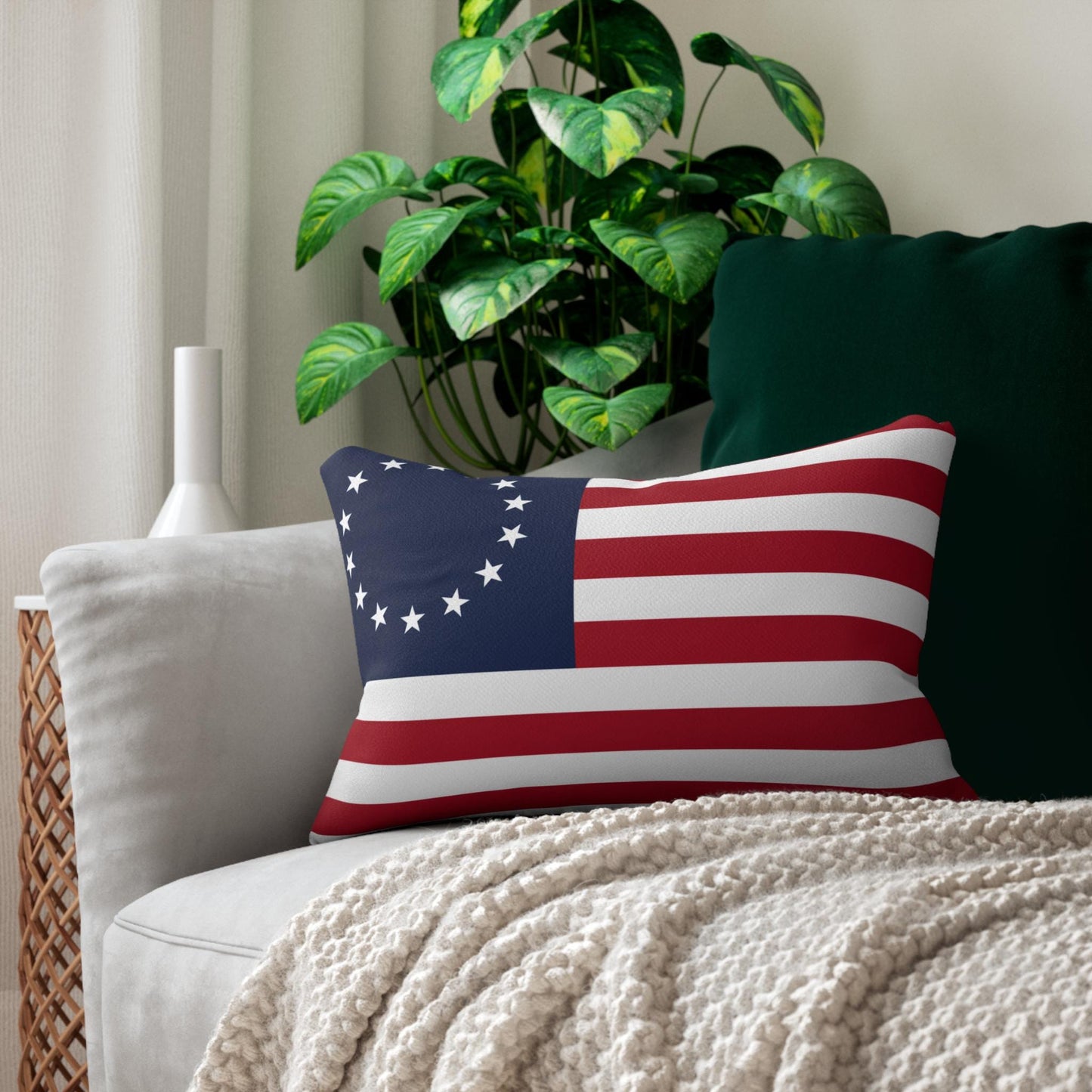 1776 and Modern USA Flag Lumbar Pillow | Reversible Patriotic Pillow