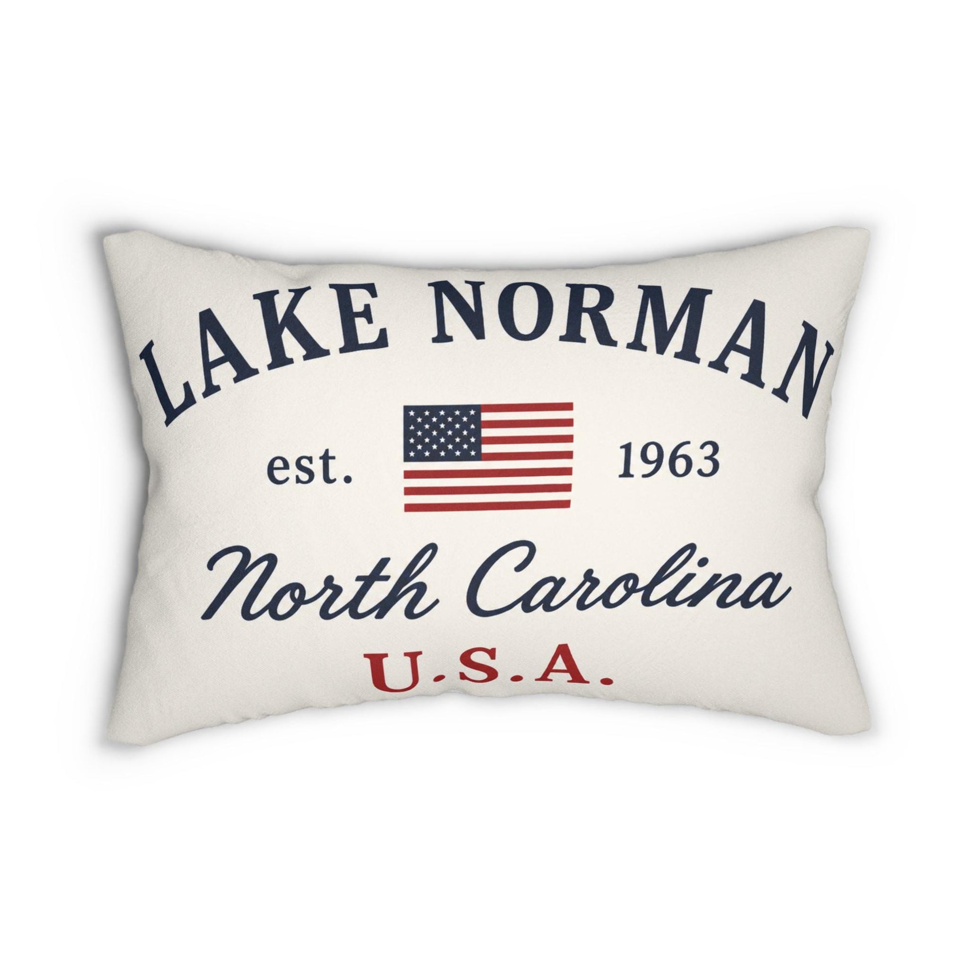 Lake Norman USA Flag Lumbar Pillow 14x20 | Lake House Decor