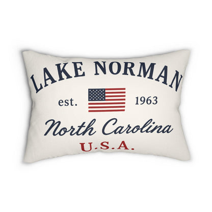 Lake Norman USA Flag Lumbar Pillow 14x20 | Lake House Decor