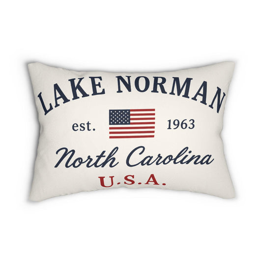 Lake Norman USA Flag Lumbar Pillow 14x20 | Lake House Decor