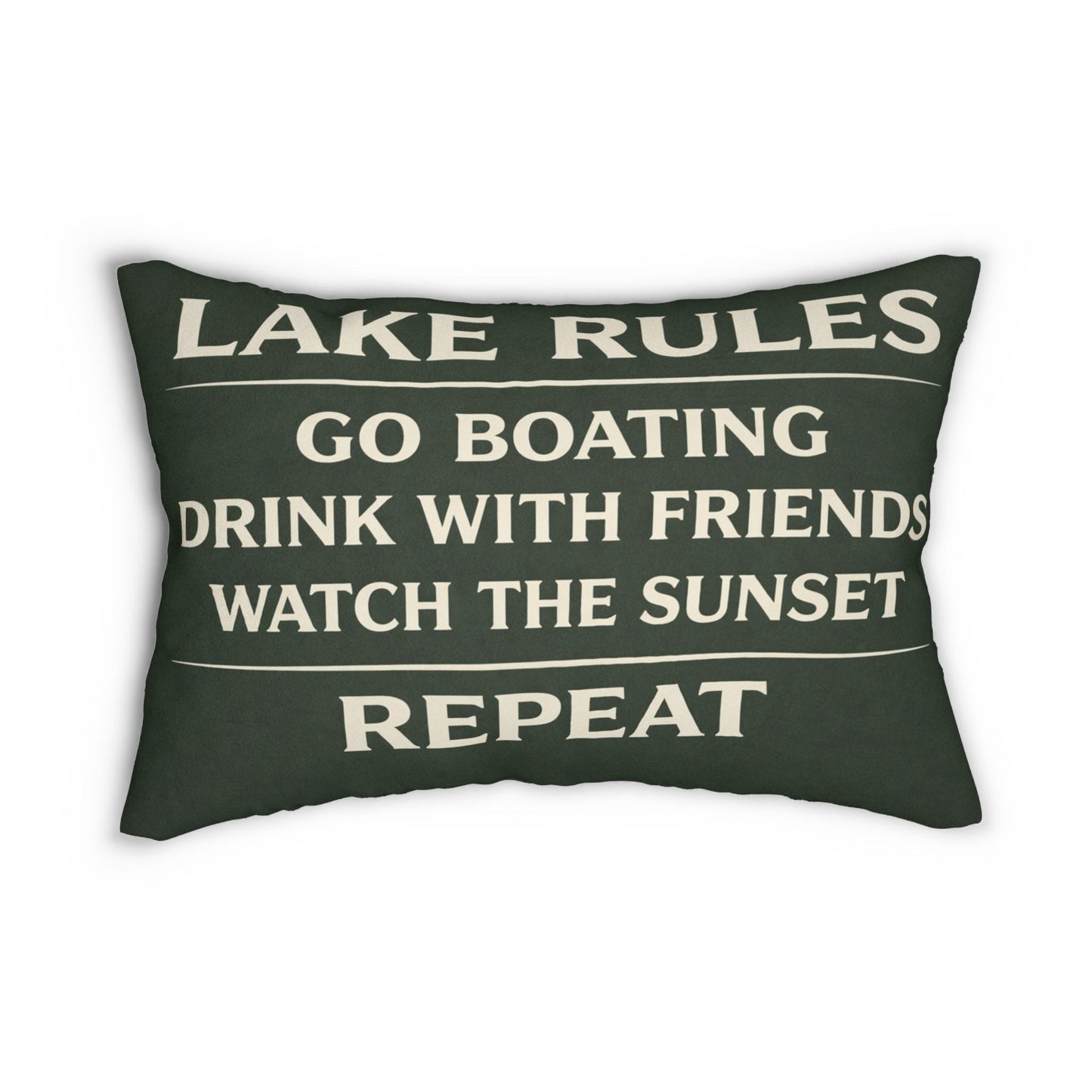 Lake Rules lumbar pillow | 14x20 lake house decor, cabin throw pillow