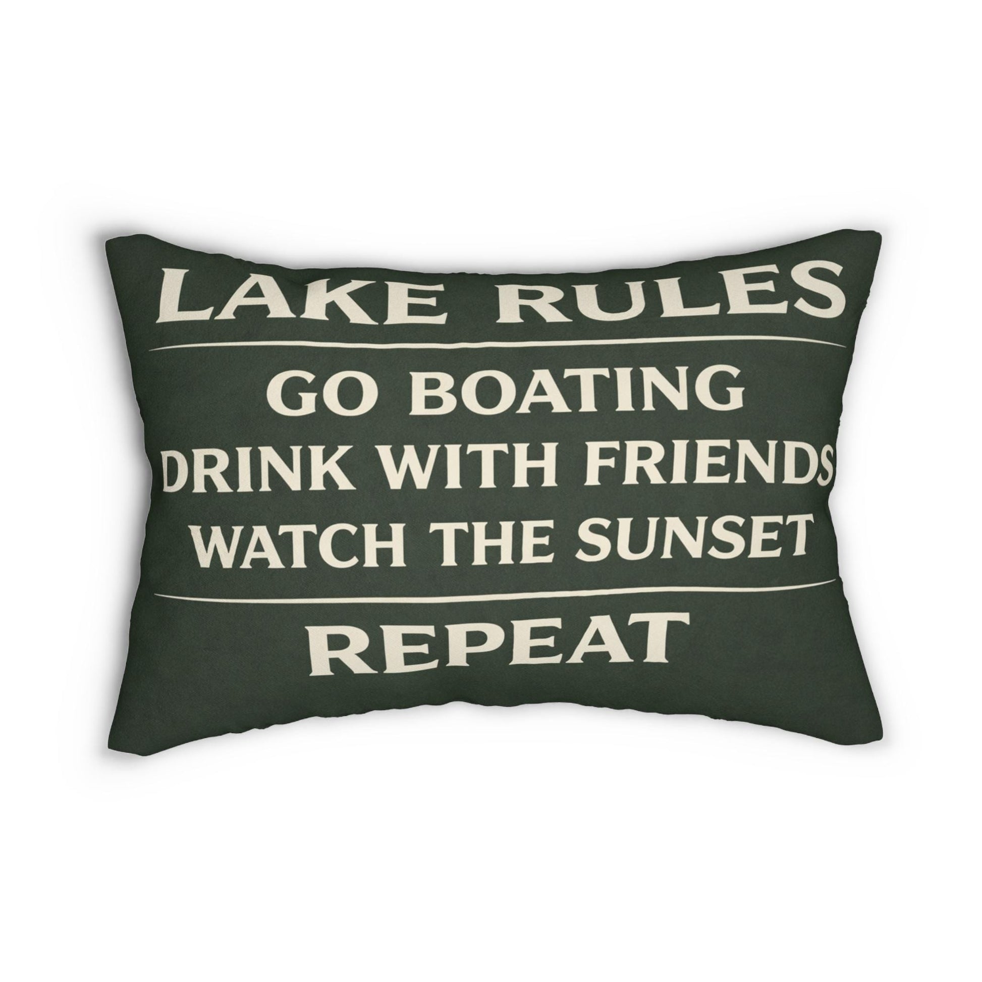 Lake Rules lumbar pillow | 14x20 lake house decor, cabin throw pillow