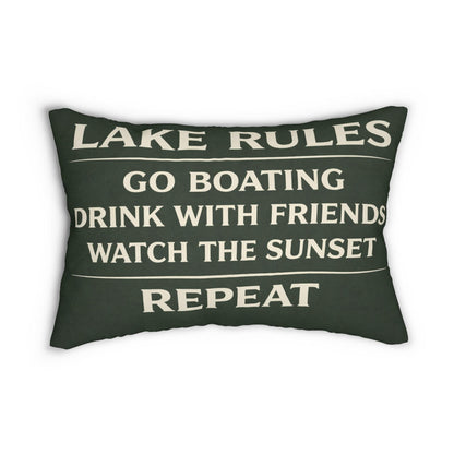 Lake Rules lumbar pillow | 14x20 lake house decor, cabin throw pillow