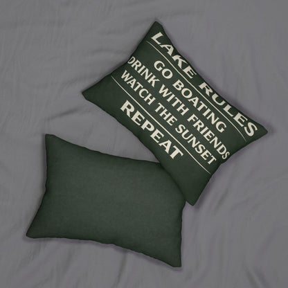Lake Rules lumbar pillow | 14x20 lake house decor, cabin throw pillow