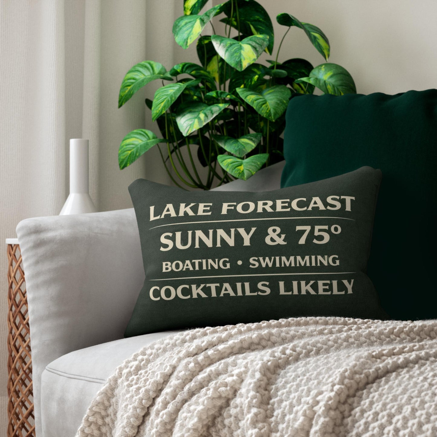 Lake Forecast Lumbar Pillow 14x20 | Lake House, Boating, Coastal Preppy Decor
