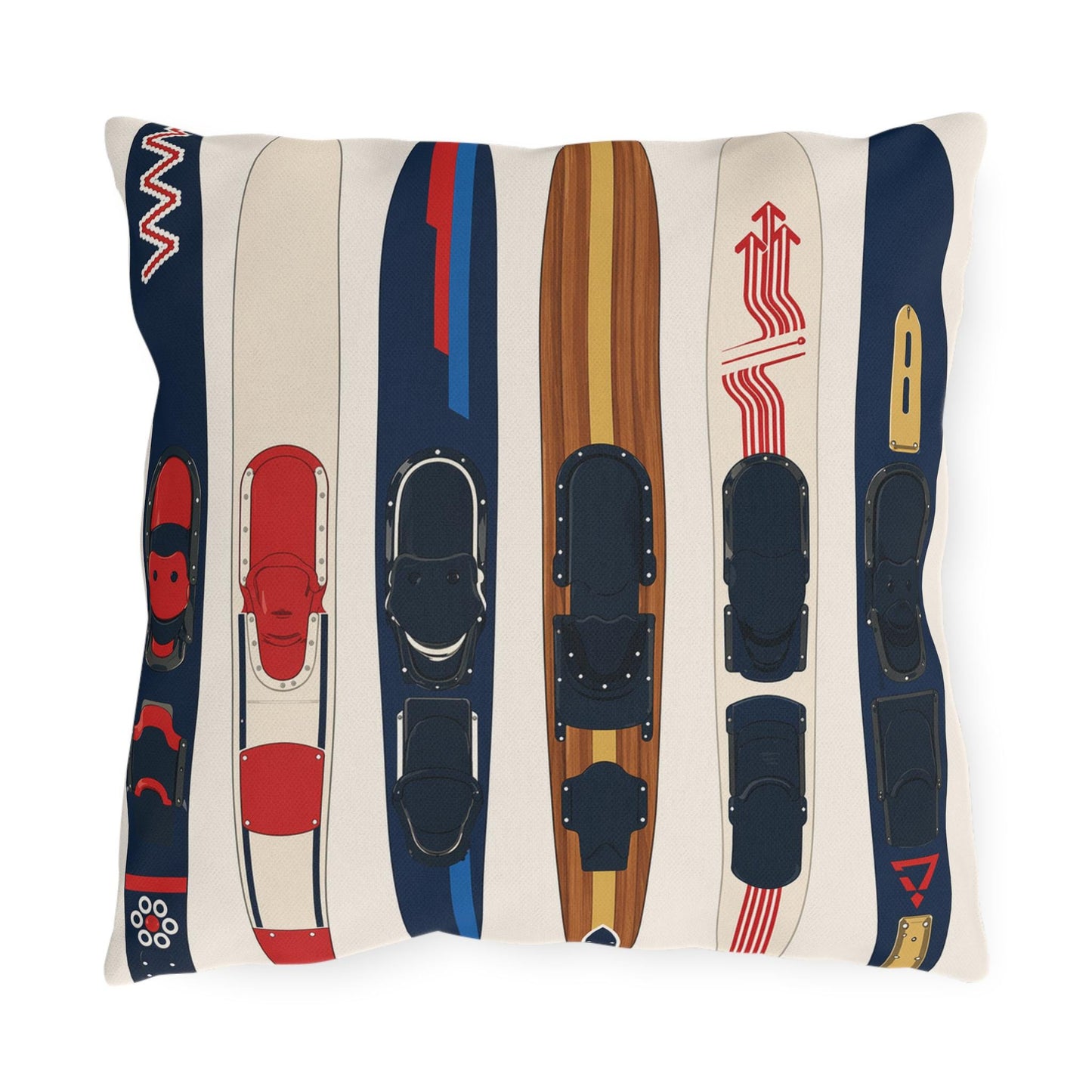 Water Skis Lake House Outdoor Pillow, Nautical Skiing Decor | Set of Pillows