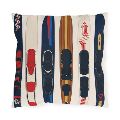 Water Skis Lake House Outdoor Pillow, Nautical Skiing Decor | Set of Pillows