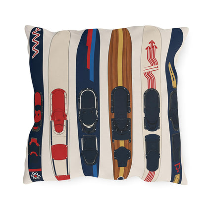 Water Skis Lake House Outdoor Pillow, Nautical Skiing Decor | Set of Pillows