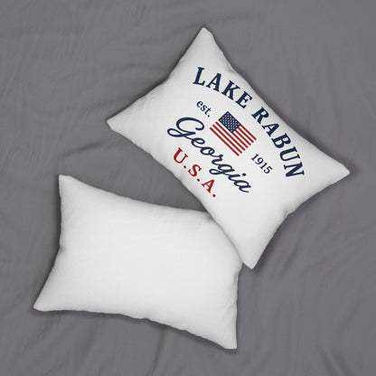 Lake Rabun Georgia Lumbar Pillow | Nautical USA Flag | Coastal Cottage Decor