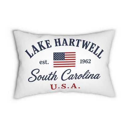 Lake Hartwell South Carolina Pillow 14x20 Lumbar | Nautical USA Flag Pillow