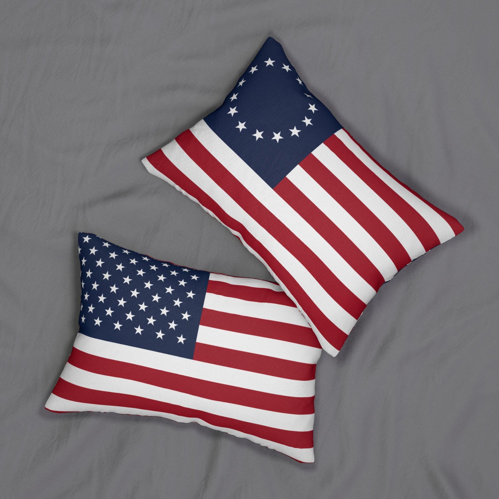 1776 and Modern USA Flag Lumbar Pillow | Reversible Patriotic Pillow