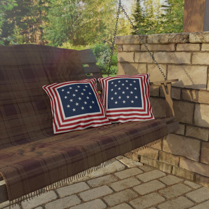 Patriotic Stars & Stripes Outdoor Pillows | Red White Blue Americana Coastal Decor