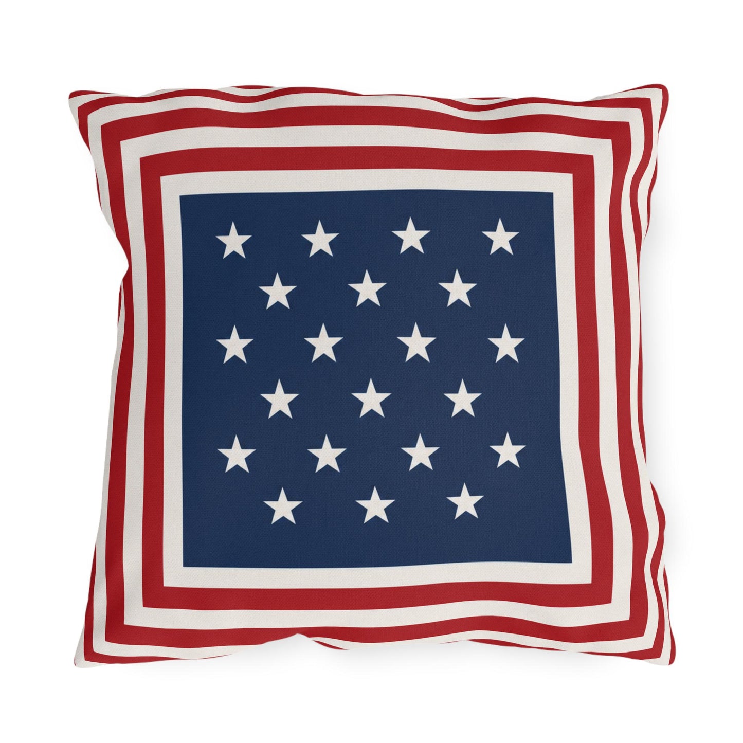 Patriotic Stars & Stripes Outdoor Pillows | Red White Blue Americana Coastal Decor