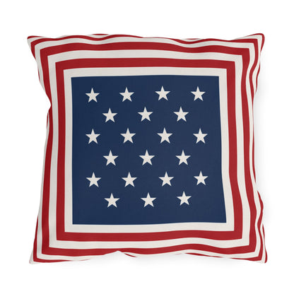 Patriotic Stars & Stripes Outdoor Pillows | Red White Blue Americana Coastal Decor